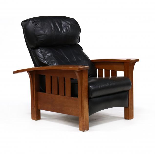 stickley-mission-style-cherry-and-leather-recliner