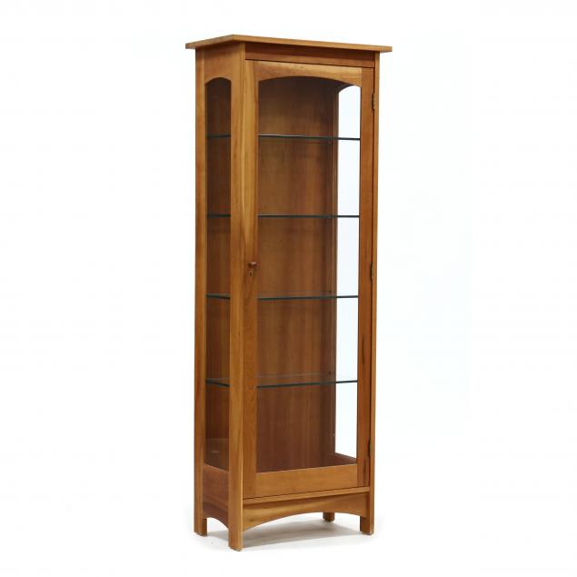 stickley-mission-style-cherry-lighted-display-cabinet