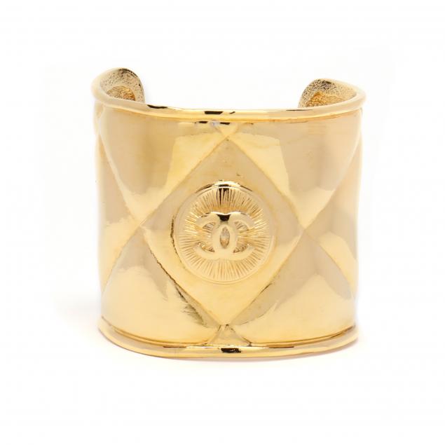 wide-goldtone-matelasse-cuff-bracelet-chanel