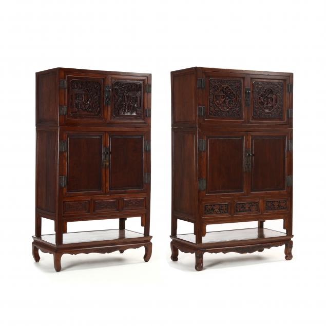 near-pair-of-chinese-hardwood-cabinets-on-stands