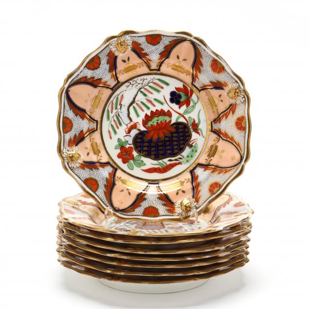 eight-english-imari-dessert-plates