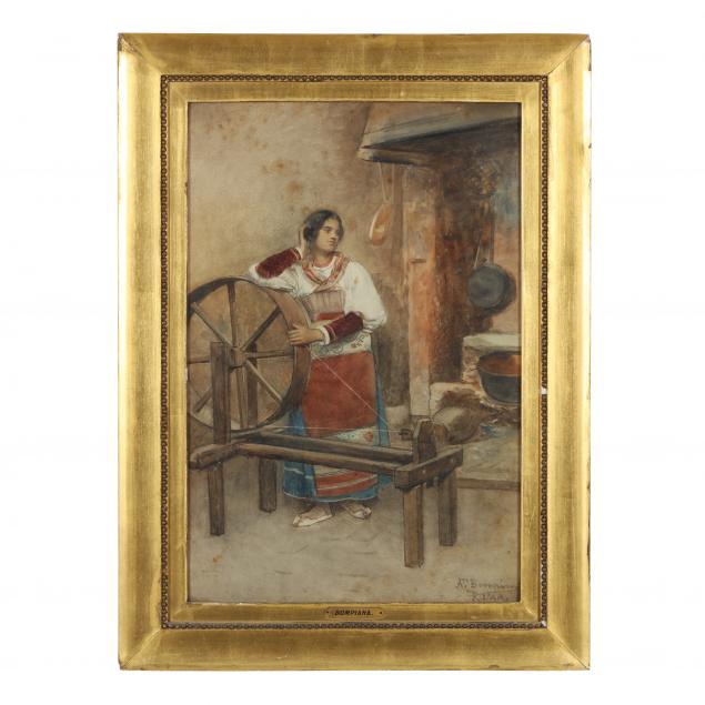 augusto-bompiani-italian-1852-1930-weaver-at-her-loom