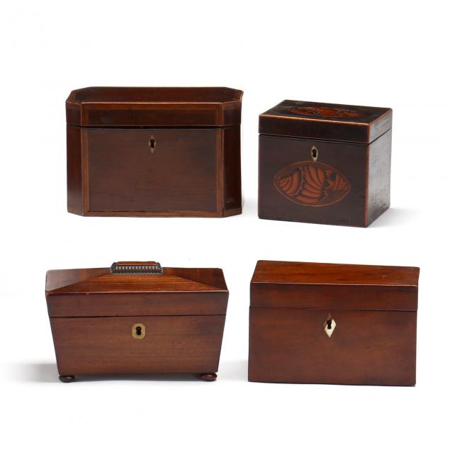 four-antique-english-mahogany-tea-caddies