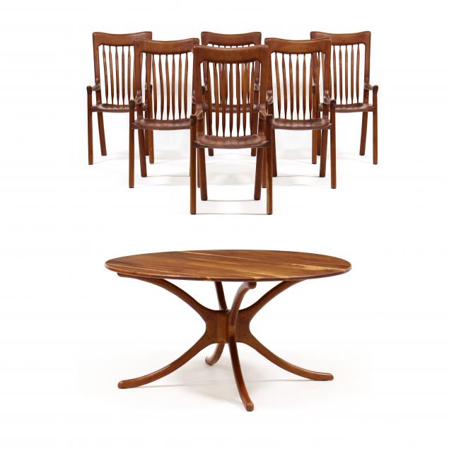 bruce-bradford-nc-custom-cherry-dining-table-and-six-chairs