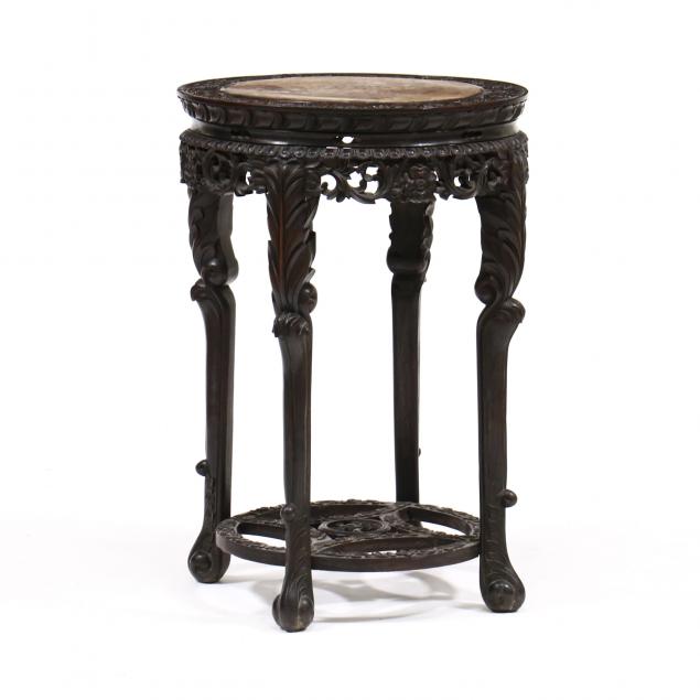 chinese-carved-hardwood-marble-top-center-table