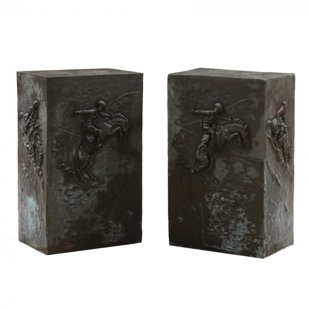 after-frederic-remington-a-pair-of-bronze-figural-relief-pedestals