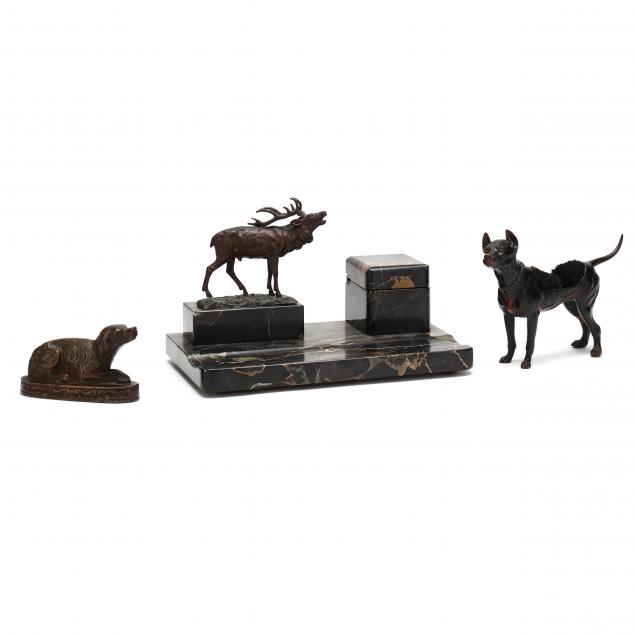 three-antique-continental-figural-bronze-desk-accessories