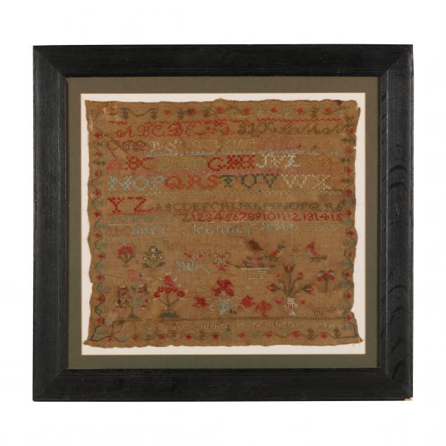 framed-antique-needlework-sampler