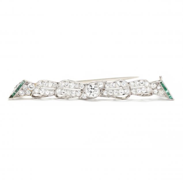 art-deco-platinum-diamond-and-emerald-and-synthetic-emerald-brooch-katz-ogush