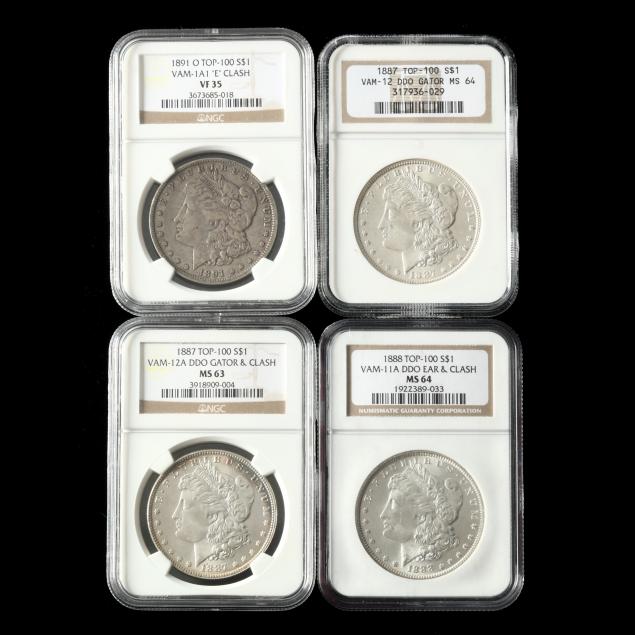 Four NGC Graded Top-100 VAM Morgan Silver Dollars (Lot 2139 - Single ...