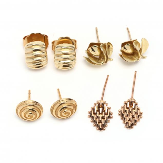 four-pairs-of-gold-earrings