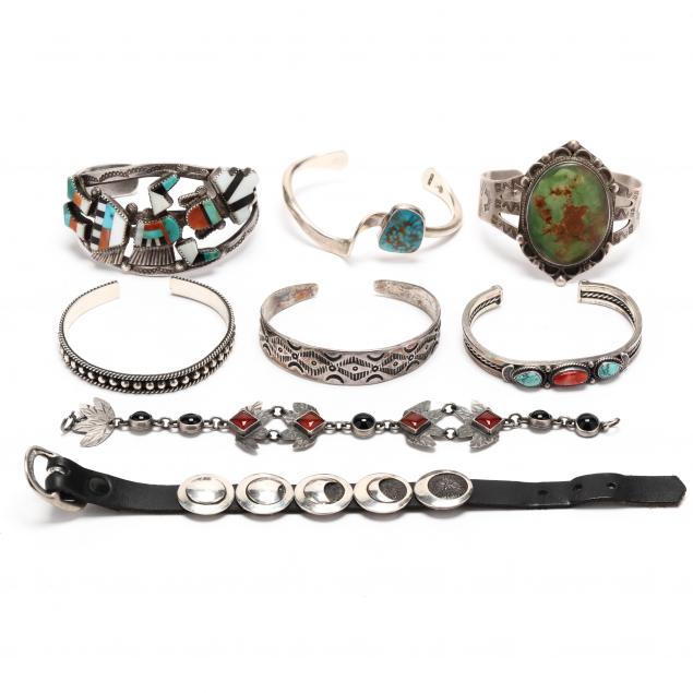 group-of-southwestern-silver-bracelets