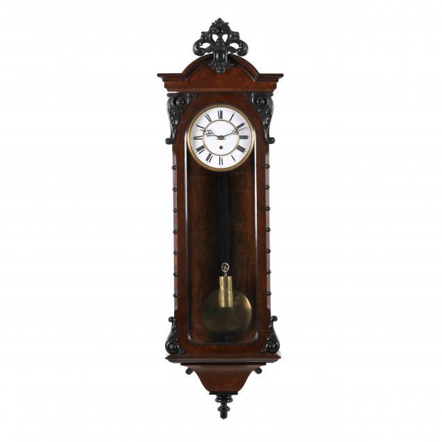 Antique Continental Walnut Regulator Wall Clock Lot 2080 December Estate Auctiondec 15 2022