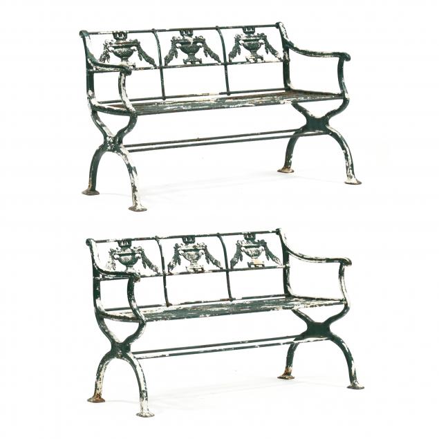 pair-of-vintage-cast-iron-garden-benches