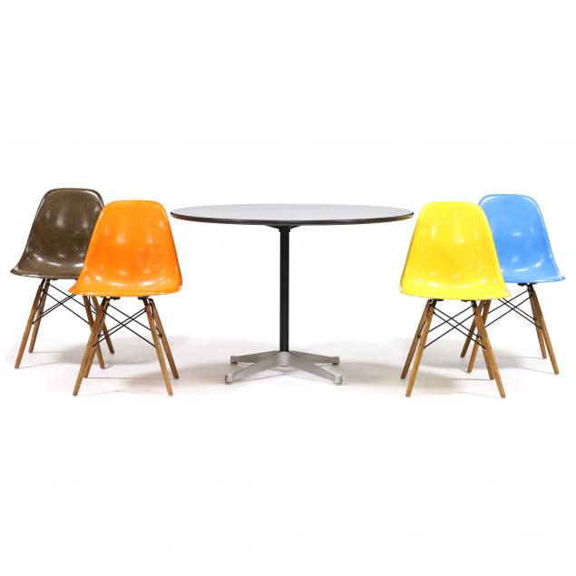 charles-ray-eames-pedestal-table-and-four-chairs