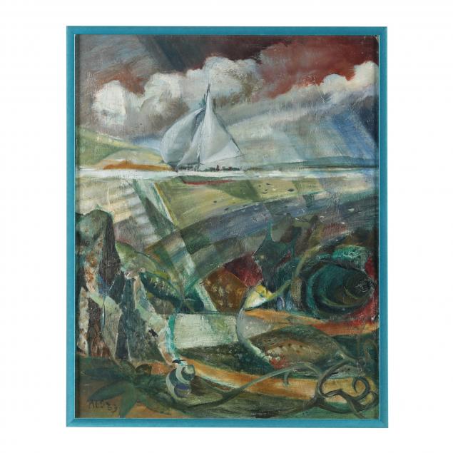 alan-caiger-smith-british-1930-2020-modernist-maritime-scene