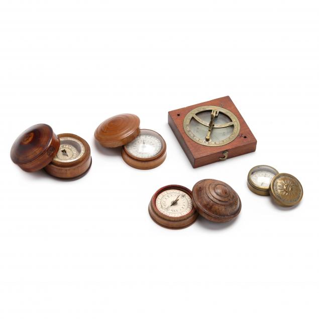 Five Antique Cased Pocket Sundial Compasses (Lot 72 - The Single Owner  Collection of an AntiquarianFeb 9, 2023, 10:00am)