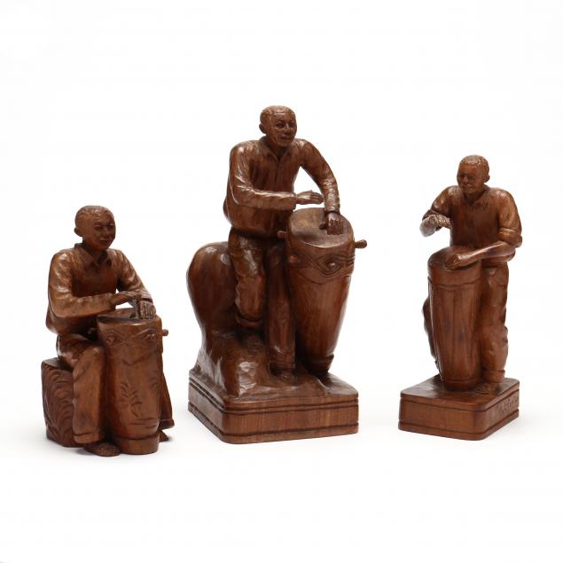 andre-lafontant-haitian-20th-century-three-carvings-of-i-tanbou-i-drummers