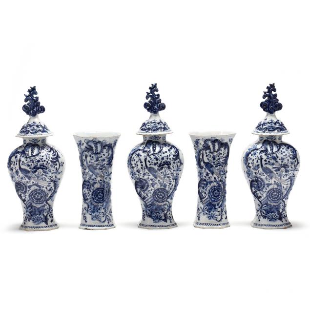 five-piece-dutch-delft-blue-and-white-octagonal-garniture-set-signed