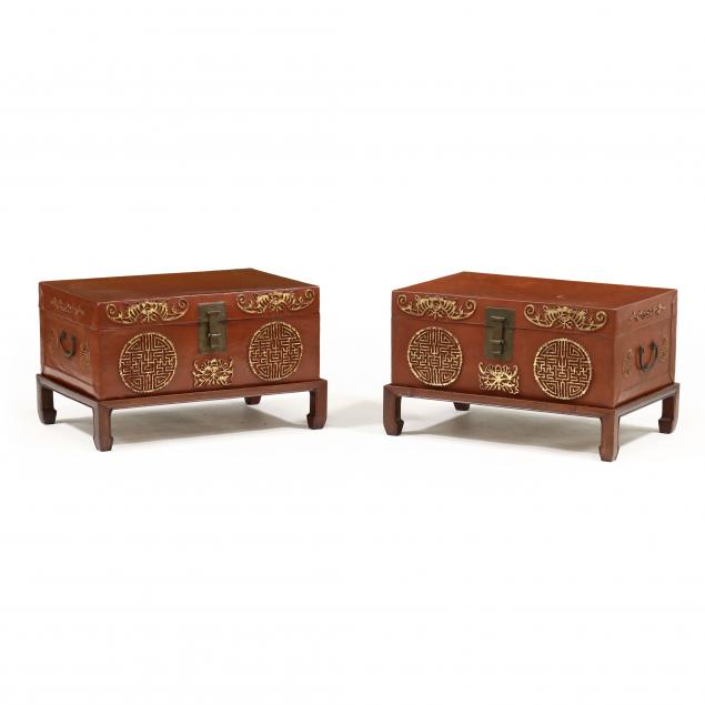 pair-of-chinese-lacquered-pigskin-wedding-trunks-on-stands