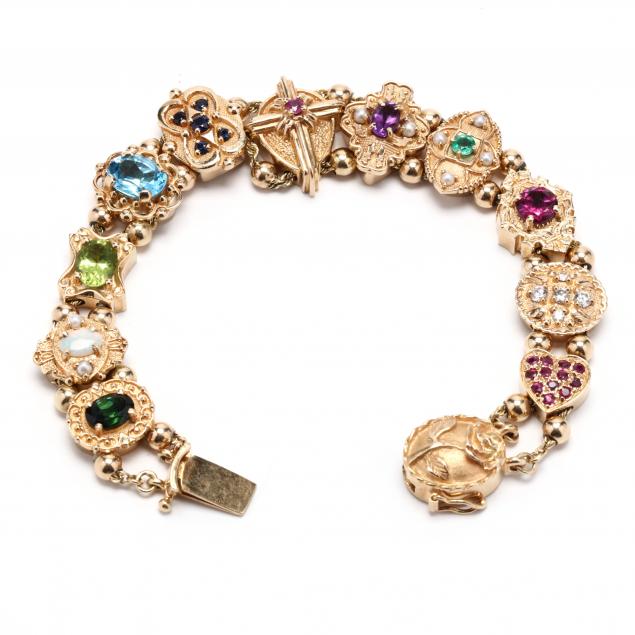 Gold and Gem-Set Slide Bracelet, Richard Glatter (Lot 3057 - Luxury ...