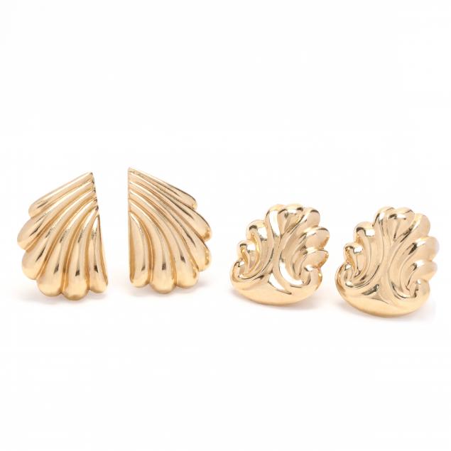 two-pairs-of-gold-earrings