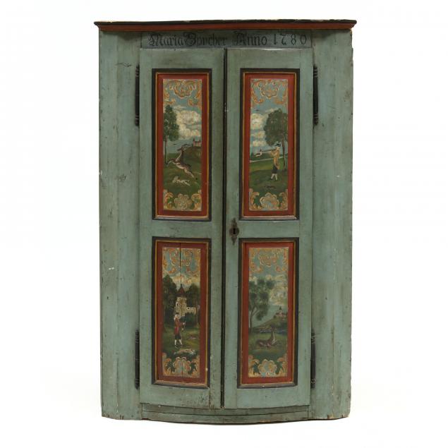 antique-continental-painted-hanging-corner-cupboard