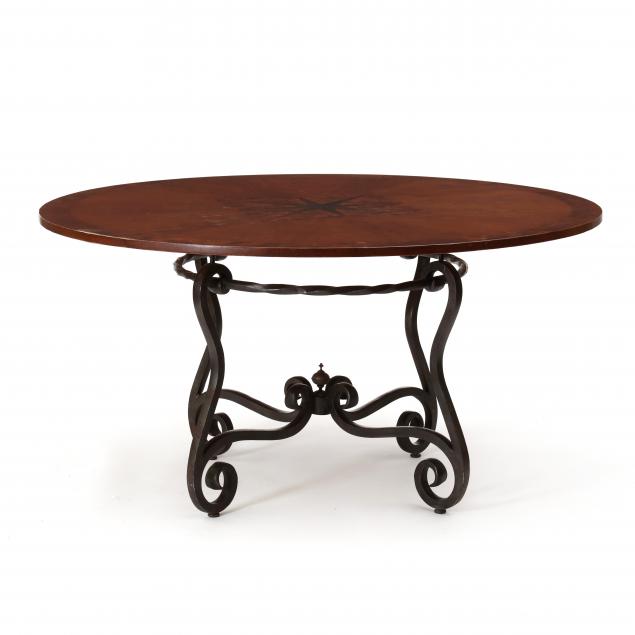 continental-style-inlaid-mahogany-circular-dining-table