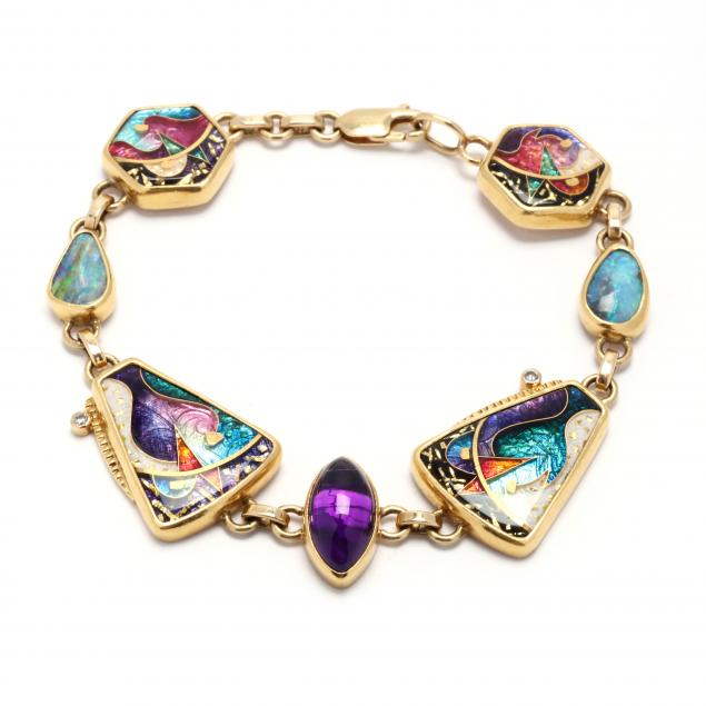 gold-cloisonne-enamel-and-gem-set-bracelet-ricky-frank