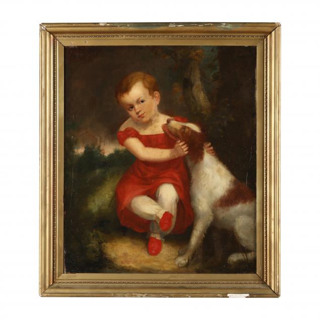 antique-english-school-portrait-of-a-child-and-dog