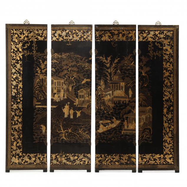 a-chinese-export-lacquer-gilt-four-panel-screen