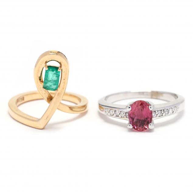 two-gold-and-gem-set-rings