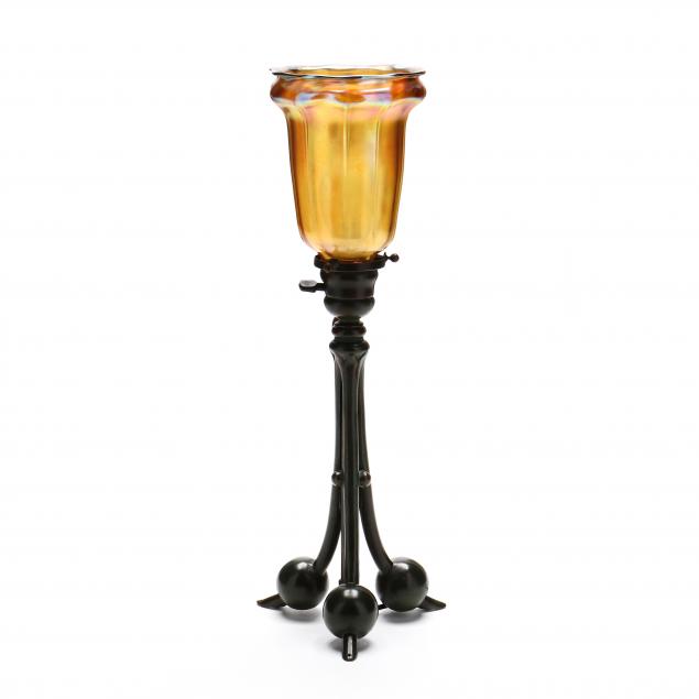 tiffany-studios-favrile-glass-and-bronze-telescopic-candlestick-lamp