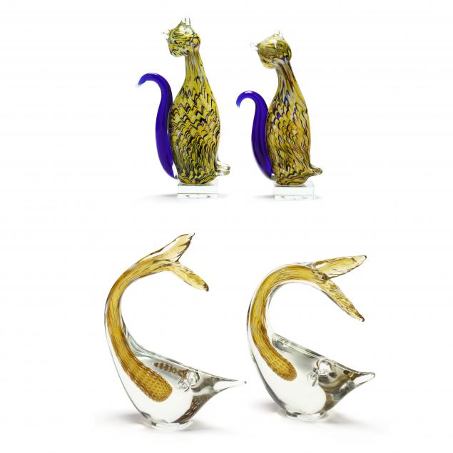 pair-of-murano-glass-fish-and-cats