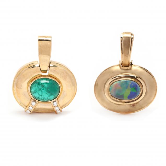 two-gold-and-gem-set-slides-pendants
