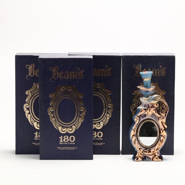 beam-bourbon-whiskey-in-gold-cobalt-blue-decanters