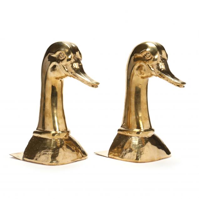 pair-of-mid-century-brass-duck-head-bookends