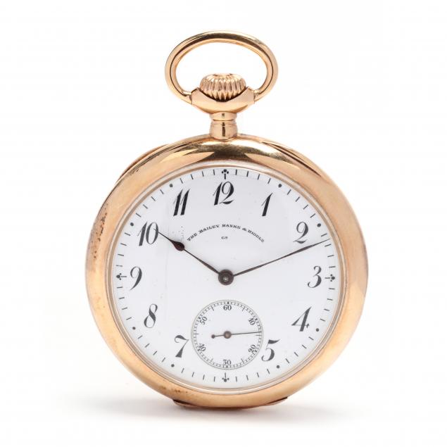 antique-gold-open-face-pocket-watch-bailey-banks-biddle-co