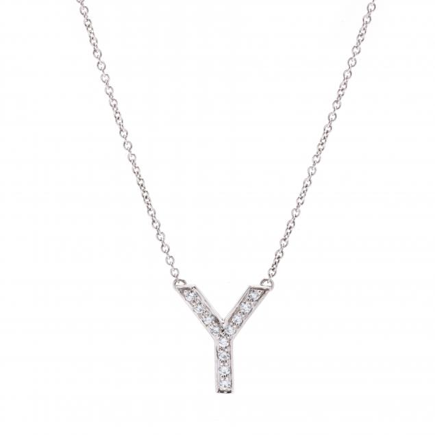 Platinum and Diamond Y Pendant Necklace, Tiffany & Co. (Lot 2065 ...