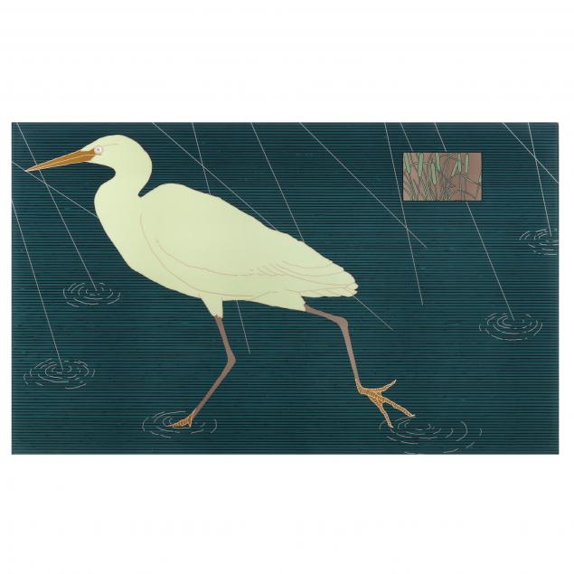 A Large Contemporary Japanese Print of a Crane (Lot 231 - August Estate ...