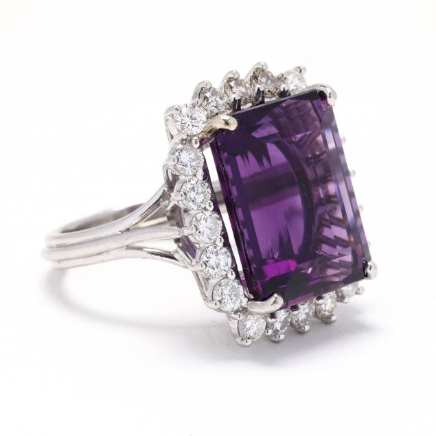 Platinum, Amethyst, And Diamond Ring (lot 1070 - Luxury Accessories 