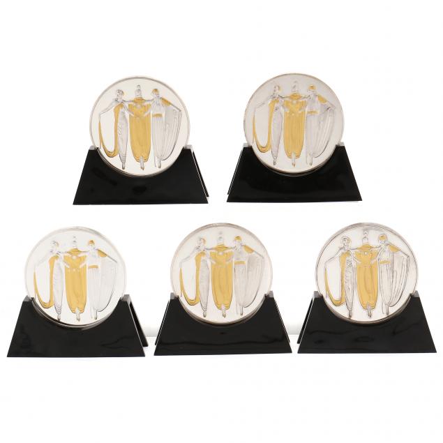 Five Erté Ladies in Waiting Fine Silver and Gold-Plated 1996