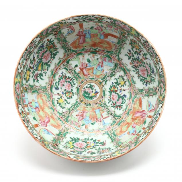 a-large-chinese-export-porcelain-rose-medallion-punch-bowl