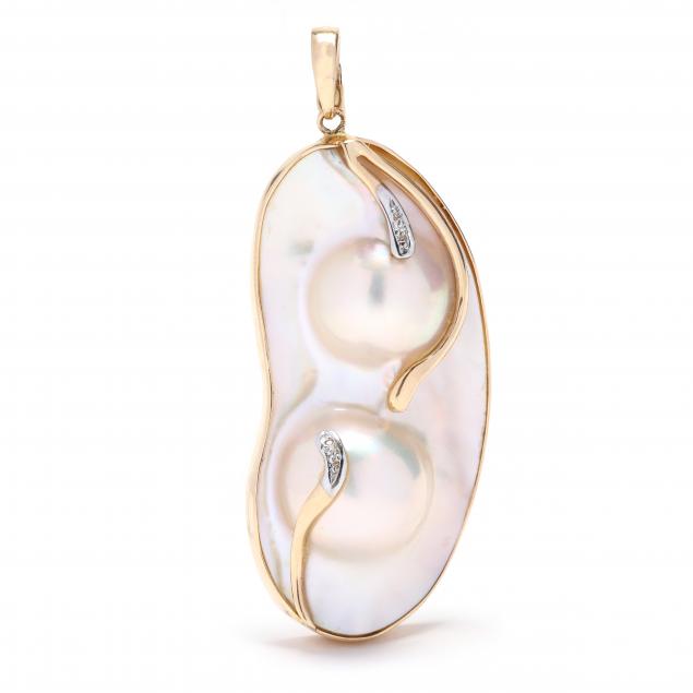 Gold and Blister Pearl Pendant (Lot 2170 - Estate Jewelry AuctionJan 25 ...