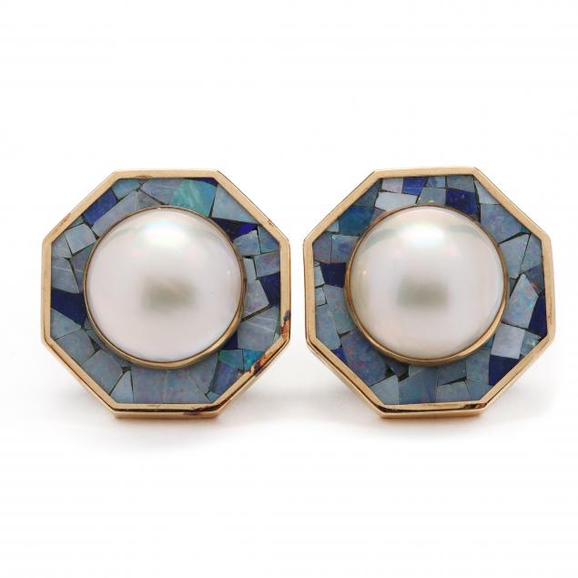 Gold, Pearl, and Inlaid Opal Earrings (Lot 1242 - Luxury Accessories ...