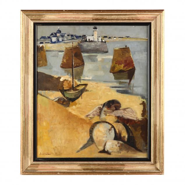 french-school-mid-20th-century-harbor-scene-signed