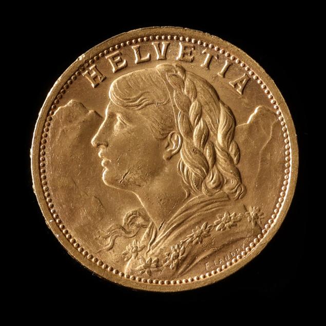 Switzerland, Brilliant Uncirculated Gold 1927-B 20 Francs (Lot 1226 ...