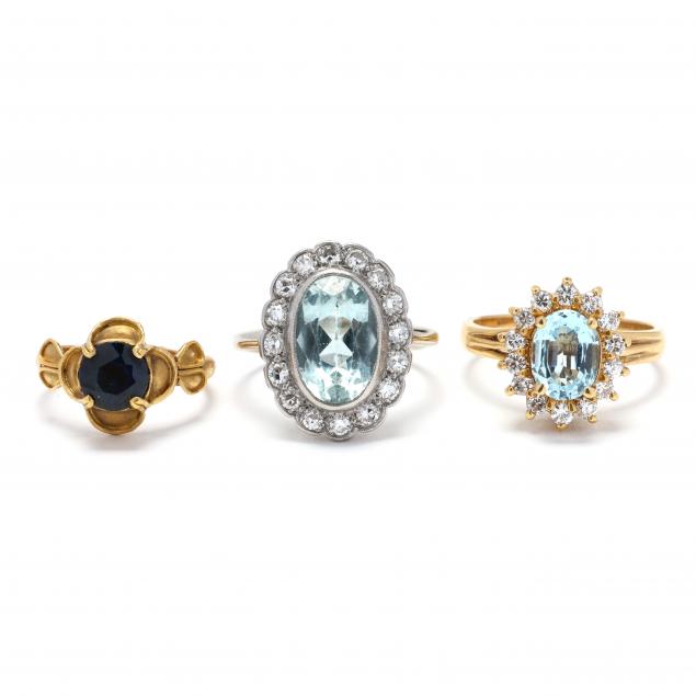 Three Gold and Gem-Set Rings (Lot 2216 - Estate Jewelry AuctionJan 25 ...