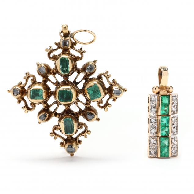 Three Gold And Emerald Pendants Lot 2037 Estate Jewelry Auctionjan 25 2024 1000am 4105