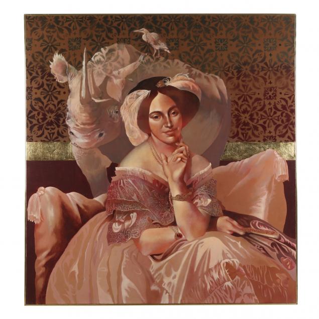 s-tucker-cooke-nc-b-1941-untitled-ingres-i-portrait-of-madame-rothschild-i-with-rhino-and-bird-i